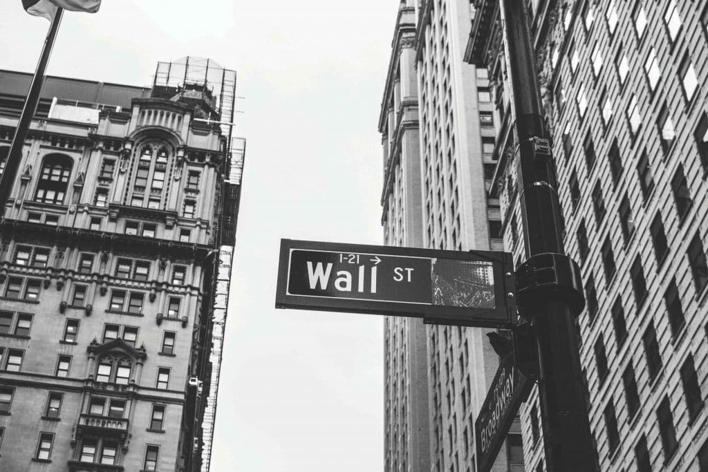 Picture of Wall Street street sign in black and white